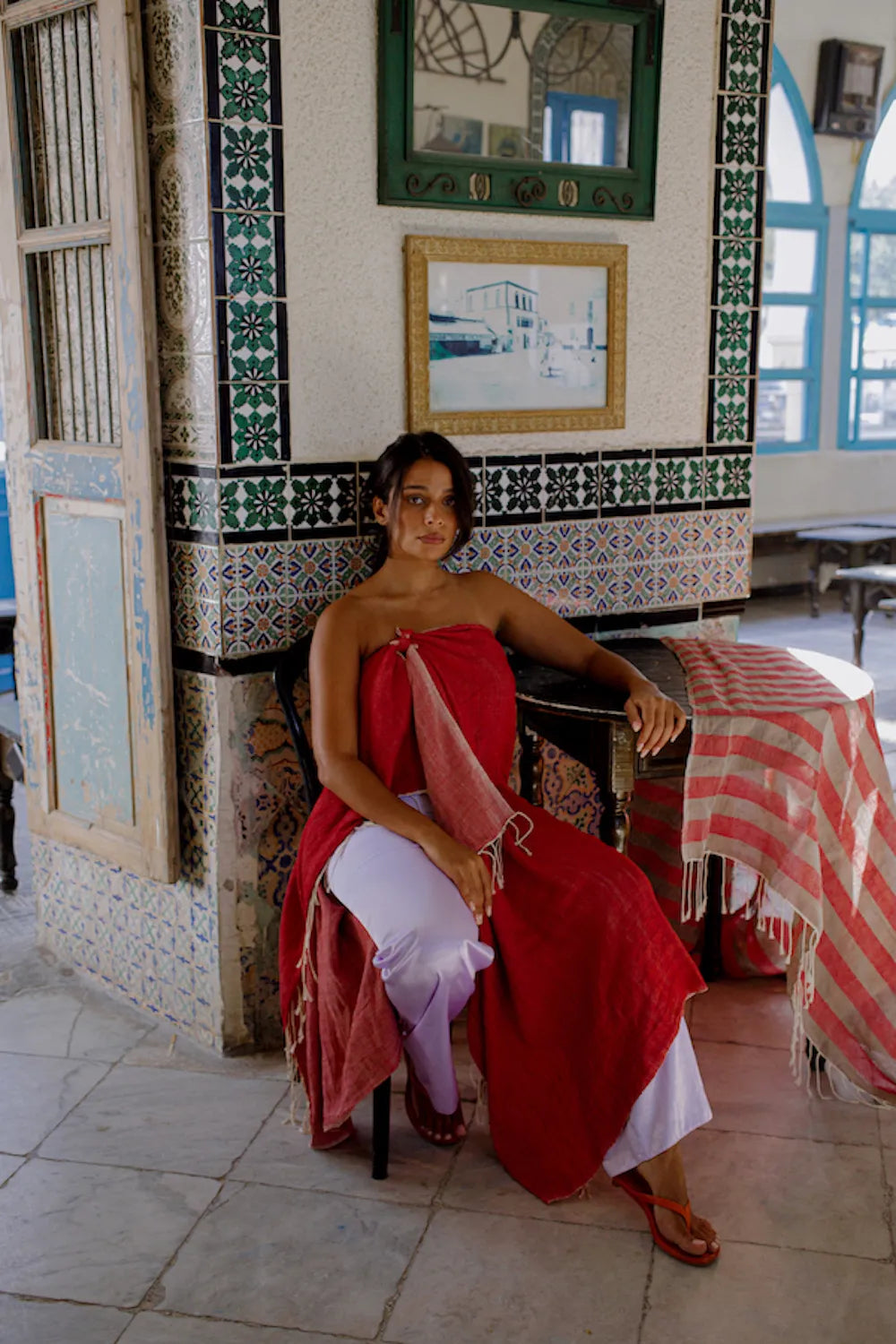 Sarah Ben Hafsia for Fouta Harissa in La Marsa, Tuni