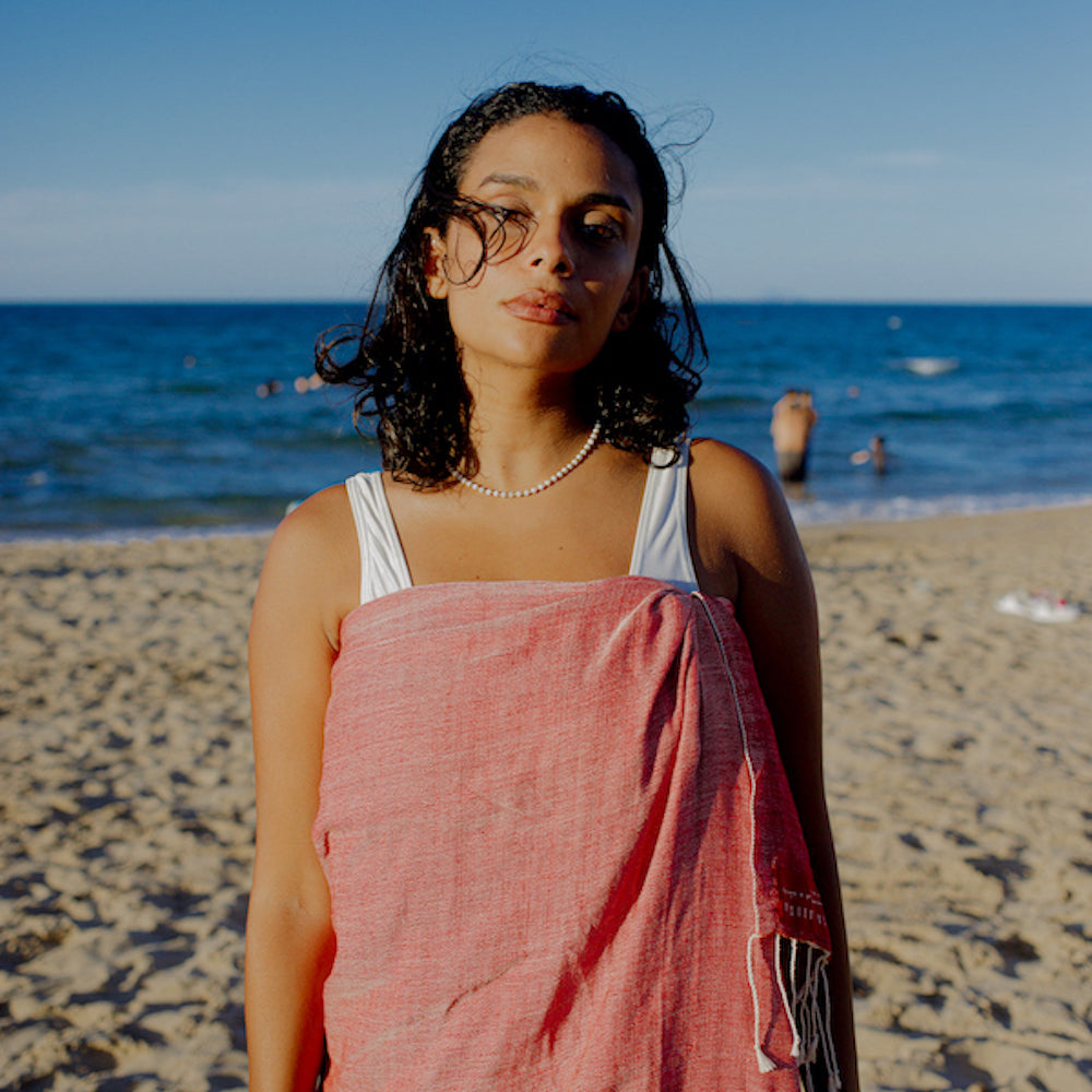 Fouta Harissa in la Marsa beach, Tunisia